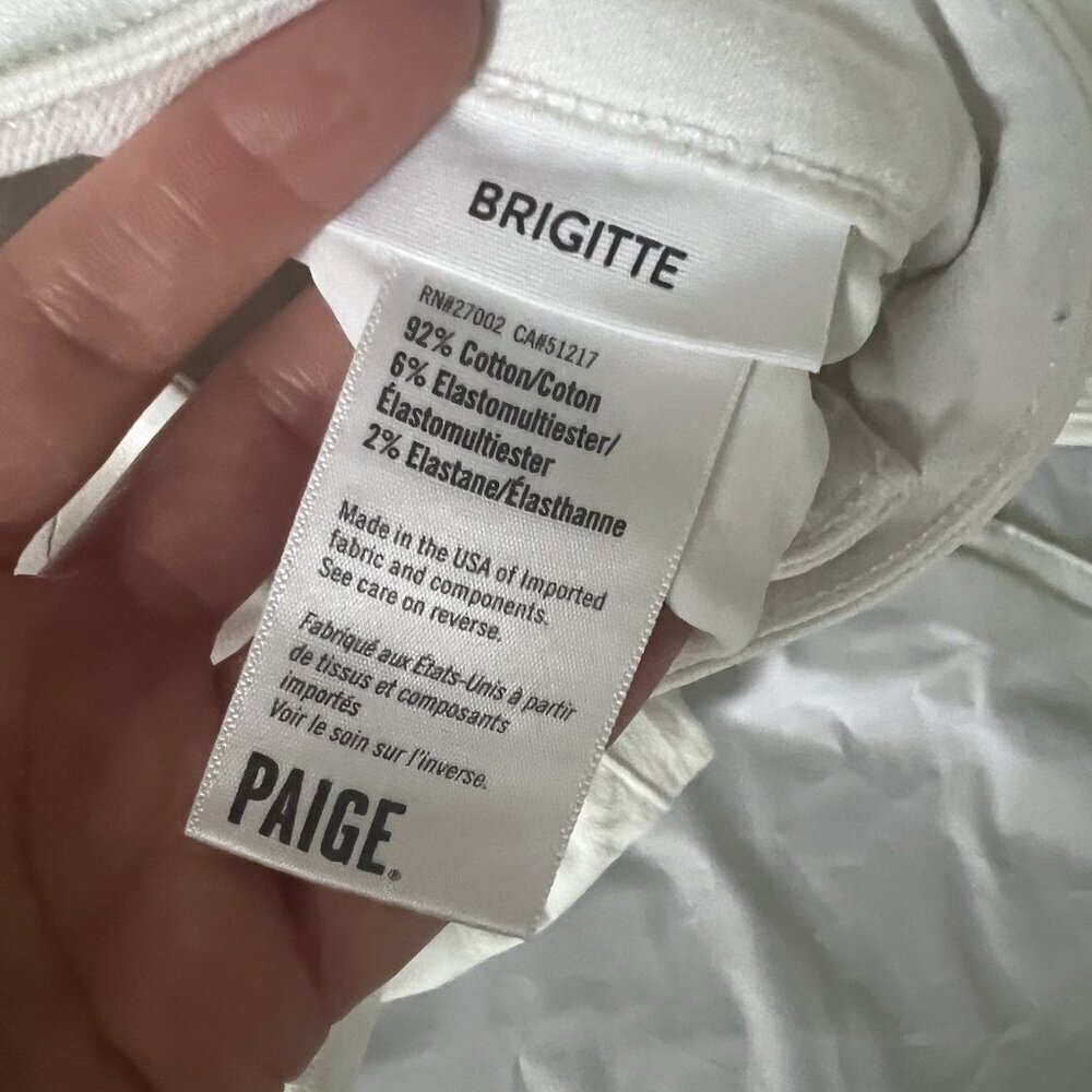 Paige 29” Waist Brigitte White Straight Leg Jeans 27” Inseam - Picture 4 of 8